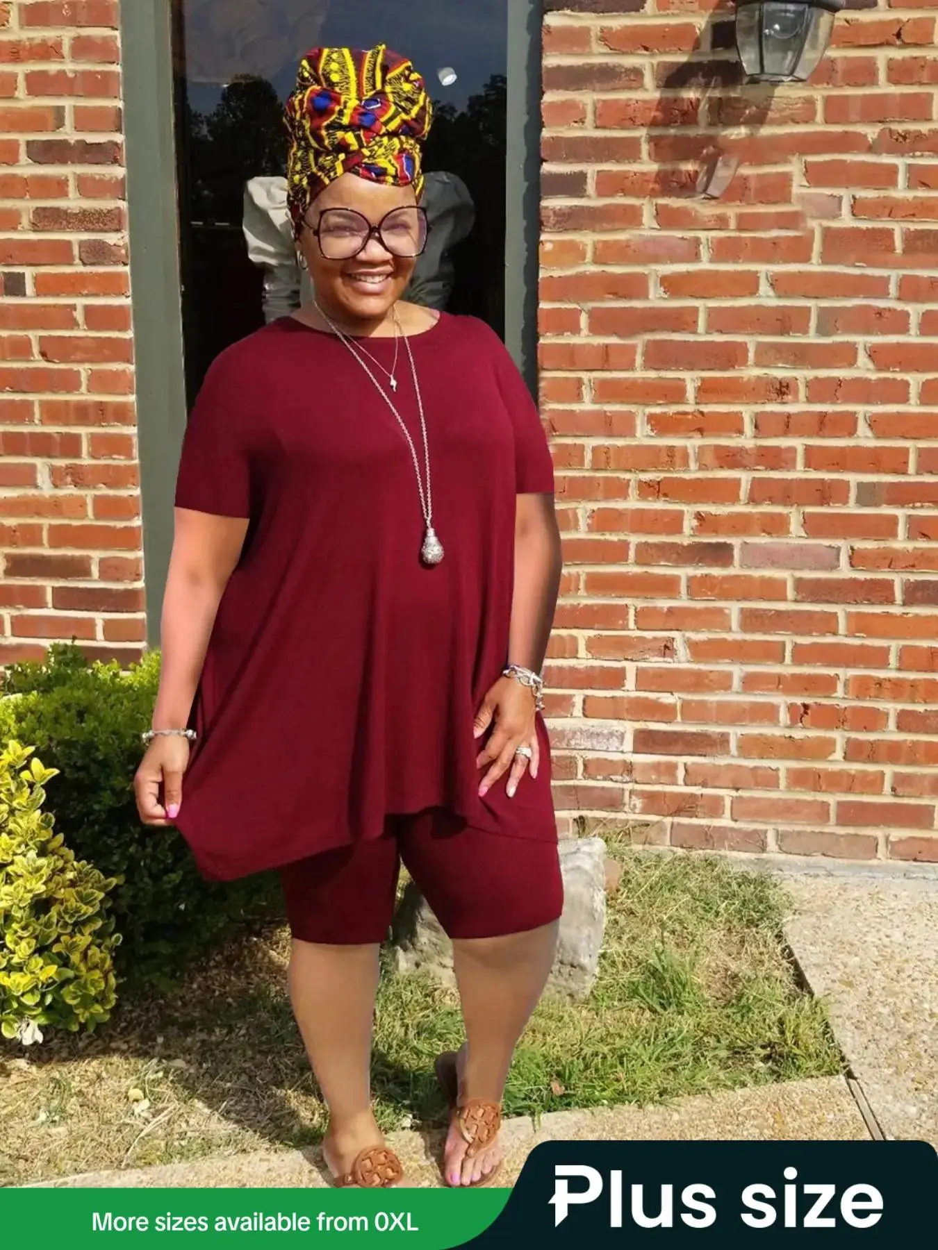 【plus Size】 Two Counts Crew Neck Tee & Elastic Waist Shorts Set, Casual Curvy Short Sleeve T-shirt & Shorts, Summer Outfits 2024, Women's Outfits, Wom