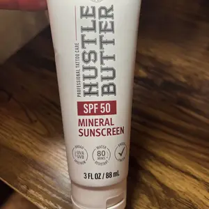 Hustle Butter Tattoo Sunscreen - Mineral Sunscreen Lotion, SPF 50, TSA-Friendly, Water Resistant, 3 oz
