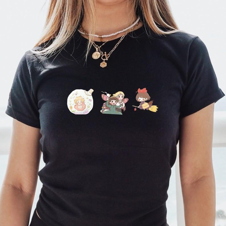 Studio Ghibli Baby Tee, Ponyo Baby Tee, Howl and Sophie, Kiki Shirt, Retro Ghibli Baby Tee, Women's Clothing