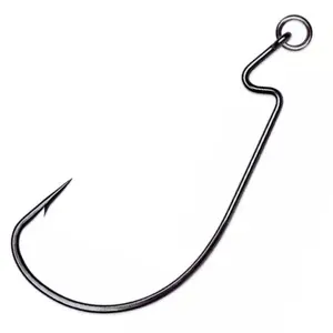 Reaction Tackle Ringed Wide Gap Hooks (25-Pack) - Black Nickel for Bass & Catfish