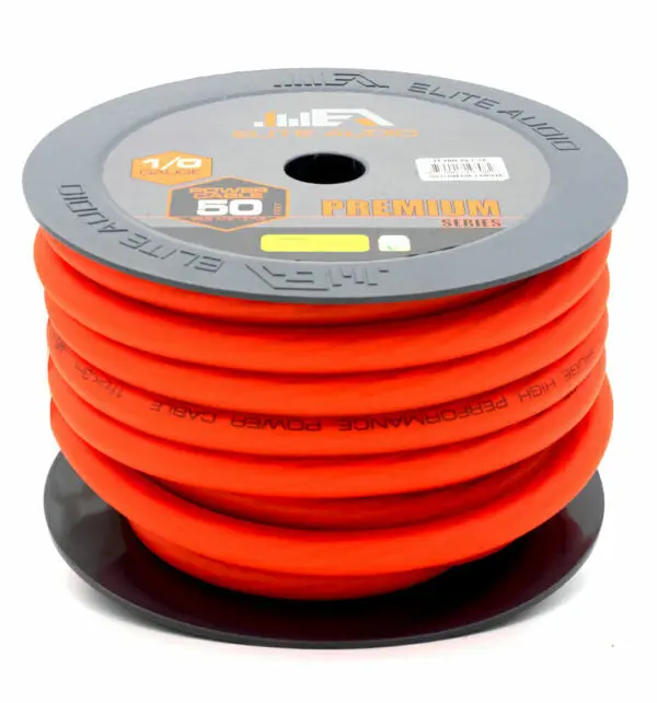 Elite Audio EA-PRM0G-PWR 0 Gauge CCA Power Wire - 50ft Roll, High-Performance Car Audio Amplifier Cable