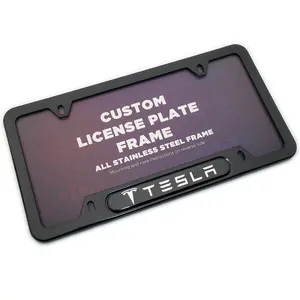 Black / Chrome Front or Rear Stainless Steel License Plate Frame Protect Cover Fit Tesla Decorate Accessories Gifts