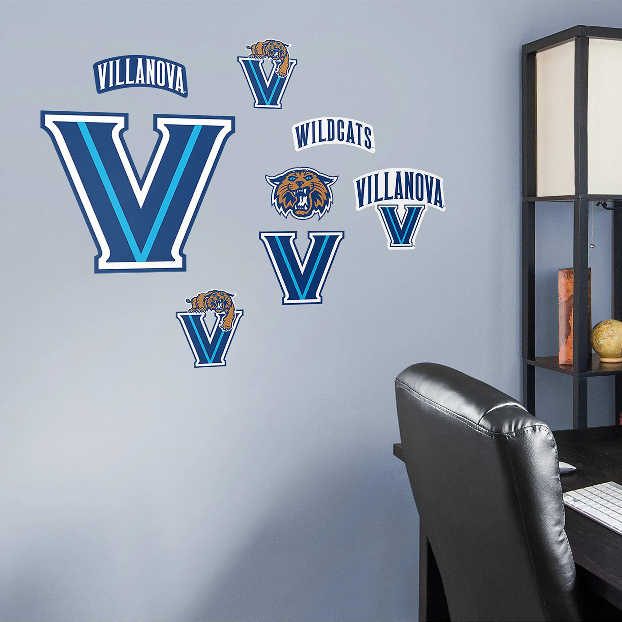 Official NCAA Villanova Wildcats RealBig Logo Assortment Reusable Vinyl Wall Decals - Fan Room Home Decor, Art Stickers, Decoration Items