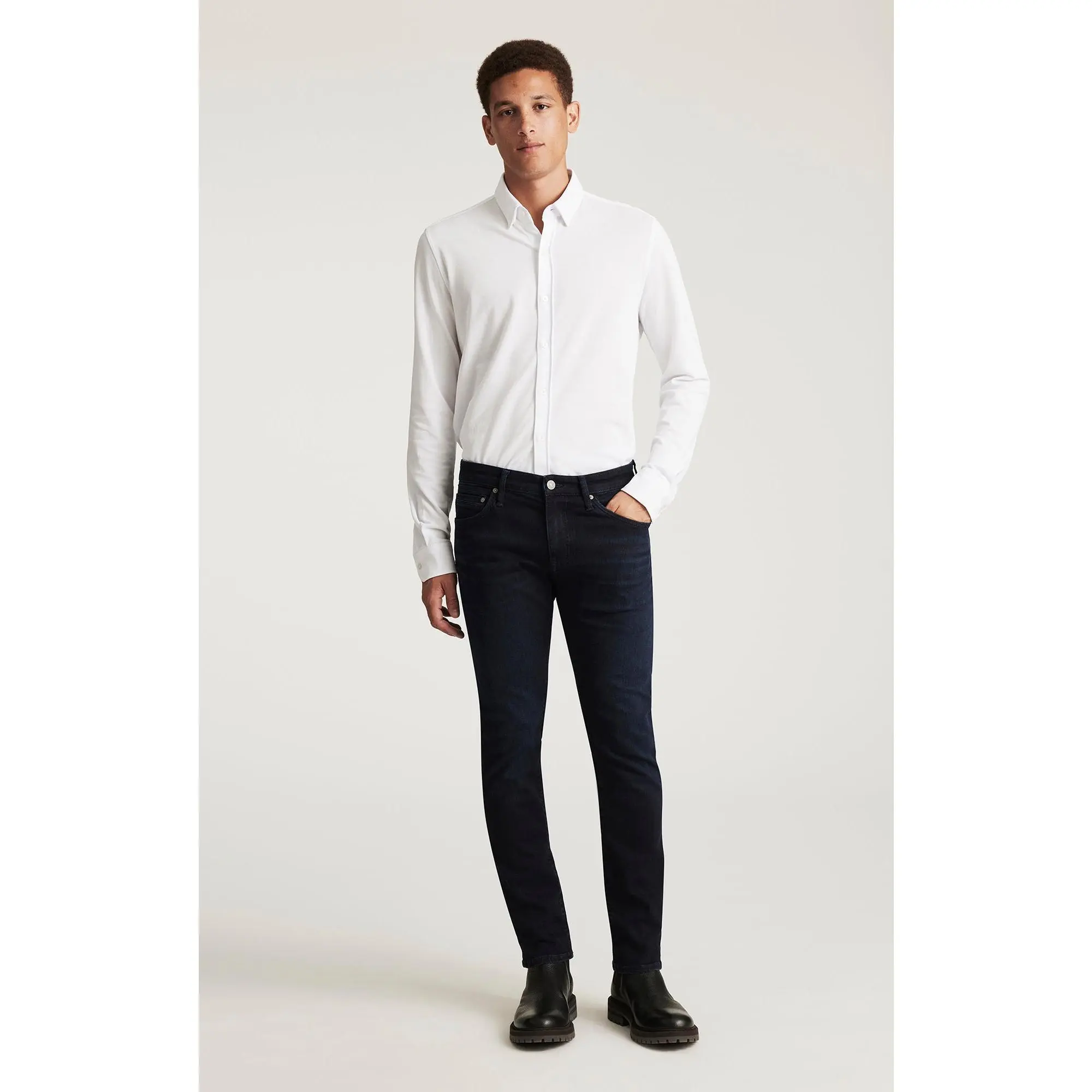 Men's Organic Cotton Denim Jeans - Jake Slim-Leg Fit in a Dark Inky Wash with a Versatile Regular Rise, Casual, Menswear, Slim-Fit Cut, Streamlined Look