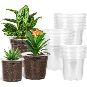 30 Pack 5/6/7 Inch Clear Nursery Pots with Drainage Holes, Clear Plant Pot for Planting, Transparent Plastic Plant Pots,Durable Seed Starting Pot for Succulents