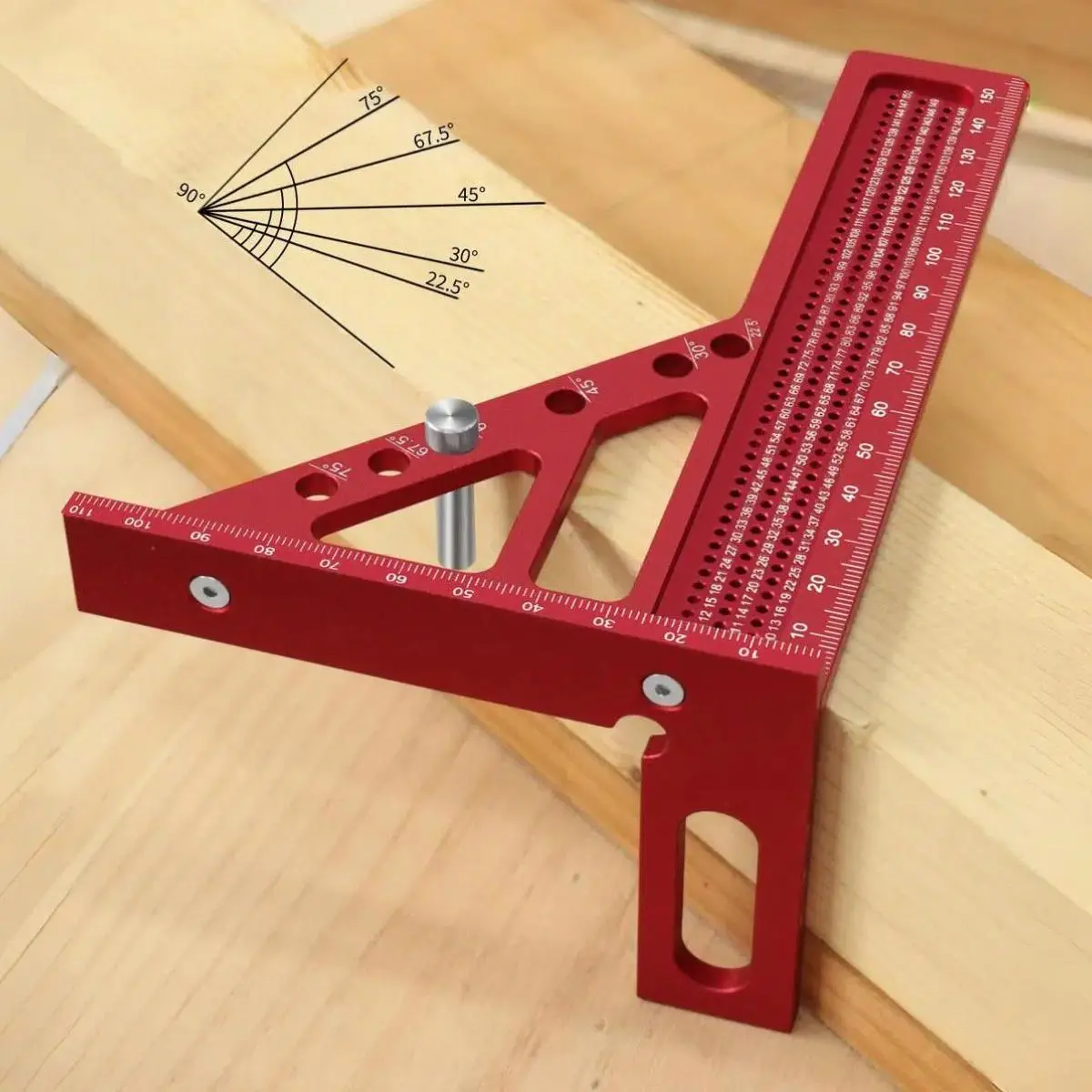 2 in 1 Woodworking Measuring Ruler, Extended 3D Multi-angle Carpentry Square Protractor, Woodworking Measuring Ruler with Scribing Holes, Measuring Marking Tool, Measuring Tools