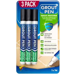Grout Pen Black Tile  Marker:  Grout , Tile Grout Colorant and Sealer Pen - Black, Narrow 5mm Tip (7mL) - 3 Pack