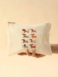 Cute Dachshund Pattern Toiletry Bag, Lightweight Zipper Makeup Bag, Multi-functional Cosmetic Organizing Pouch for Toiletries & Accessories, Makeup Organizer Pouch