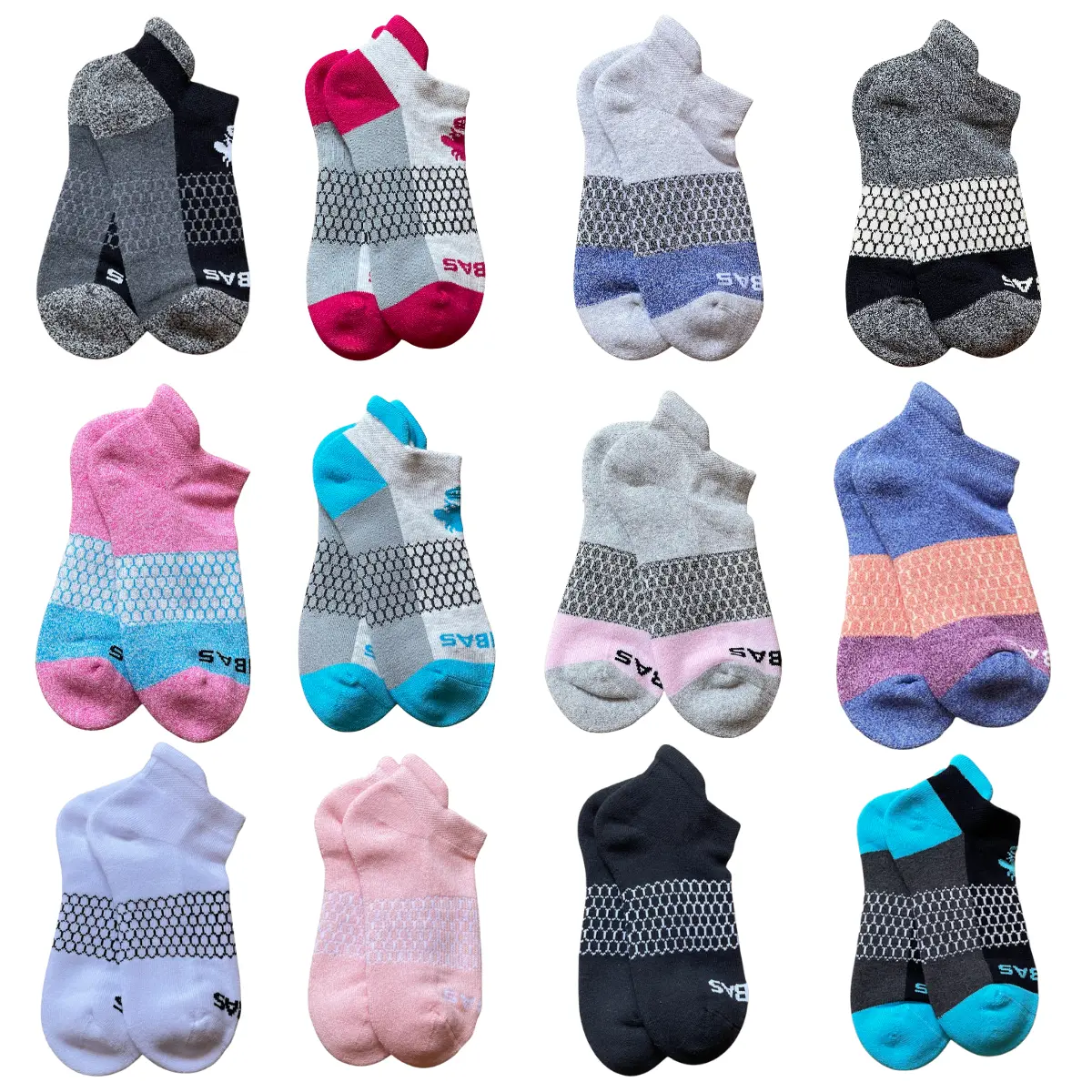 5 Pairs BB Ankle Socks for Women & Men Honeycomb Comfort Seamless Toe Breathable Cotton Compression Fit Color Block Unisex Running Socks Size S M L