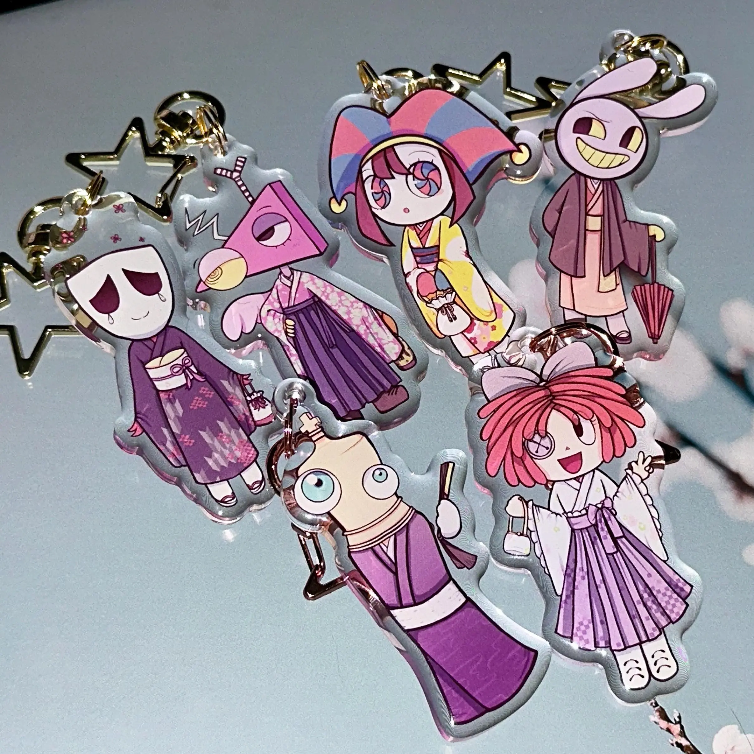 The Amazing Digital Circus Kimono Chibi Keychain - TADC Merch - Cute Acrylic Cartoon Keychain, Funny Meme Character Charm for Keys, Bags, Backpack, Durable Gift for Fans & Collectors
