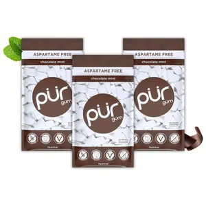 PUR Gum | Aspartame Free Chewing Gum | 100% Xylitol | Natural Chocolate Mint Flavored Gum, 55 Pieces (Pack of 3)