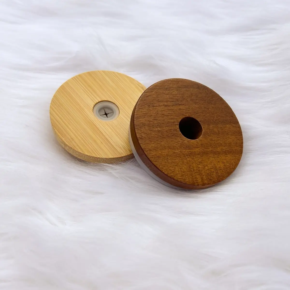 Bamboo/wooden 16 oz lids, eco friendly coffee lids for libbey glass cans