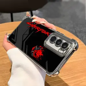 Cyberpunk Flame Logo Pattern Anti Drop Shell suitable for SAMSUNG Galaxy S24/S23/S22 S24+/S23+/S22+Ultra FE Plus electroplated all inclusive anti fall phone case 018 Protector Screen Protector Protection Cover Protective Casing Shockproof Cellphone