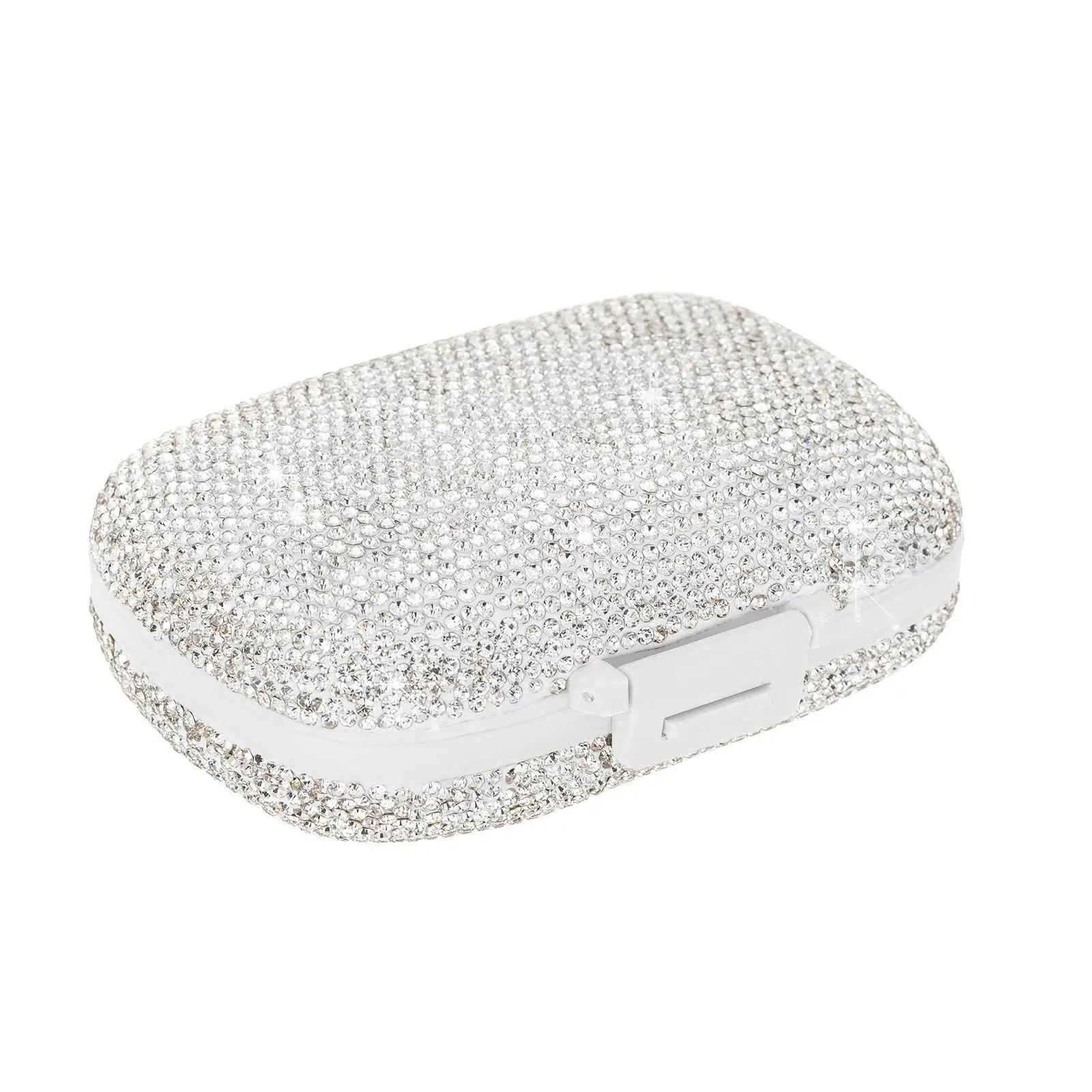 Rhinestone Decor Pill Organizer, Healthcare 1 Count Portable Daily Pill Container, 7 Day Medicine Holder for Vitamin Supplement, Home Organizer, Medical Organizer, Vitamin Dispenser