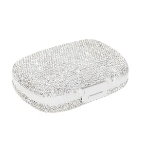 Rhinestone Decor Pill Organizer, Healthcare 1 Count Portable Daily Pill Container, 7 Day Medicine Holder for Vitamin Supplement, Home Organizer