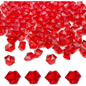 Fake Crushed Ice Cubes, Red Plastic Artificial Acrylic Rocks Acrylic Decor