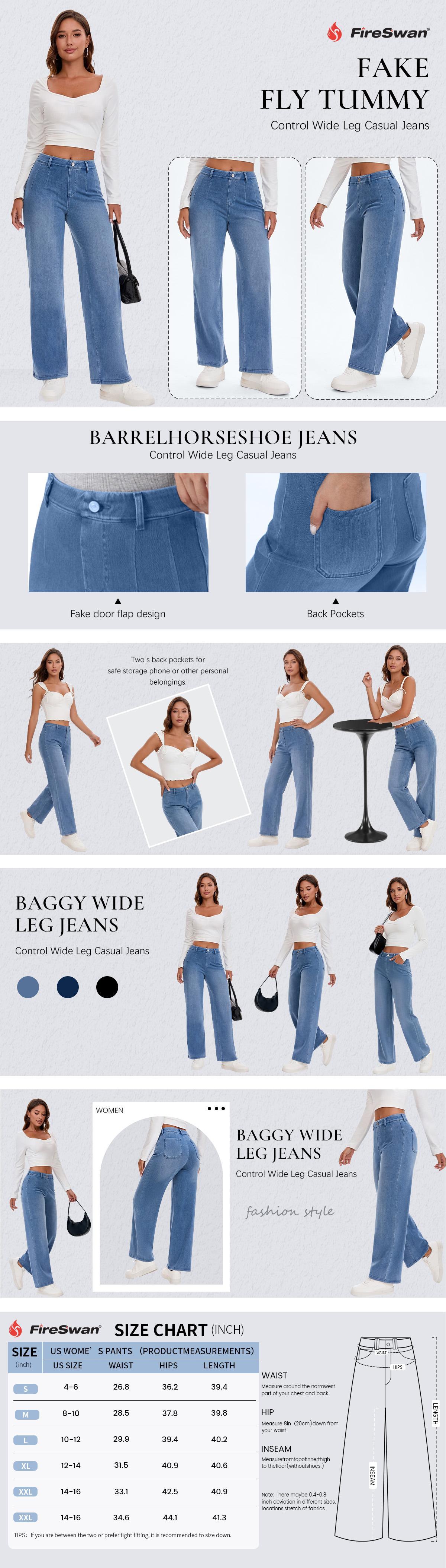 FireSwan 2026 Flex High Waisted Tummy Control Wide Leg Casual Jeans with Pockets#SpringStatement#SpringGlowup