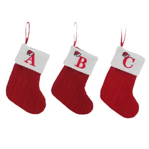 Decorative Knitted Socks Yarn Socks Embroidered Children's Candy Gift Bags Letter Christmas Socks Gift Bags for Festive Season