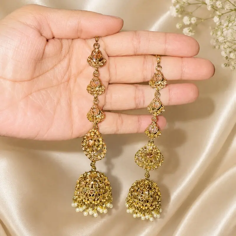 Sahara Earrings - Gold Color, Delicate Design, Long Dangle, Ideal for Special Occasions