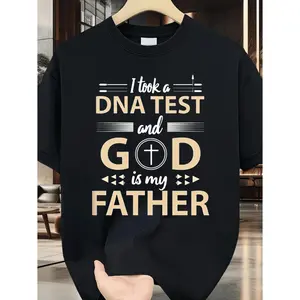 Summer t Shirts Christian Faith DNA Test & God Is My Father T-Shirt - DNA Spiral & Cross Design, Religious Gift for Church Events, Unisex Casual Wear for Men & for Man and for Man and Women Suitable for Dad, Husband, Believers - Ligh