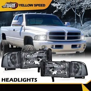 FIT FOR 1994-2002 DODGE RAM 1500 2500 3500 CHROME CLEAR CORNER HEADLIGHT LAMPS