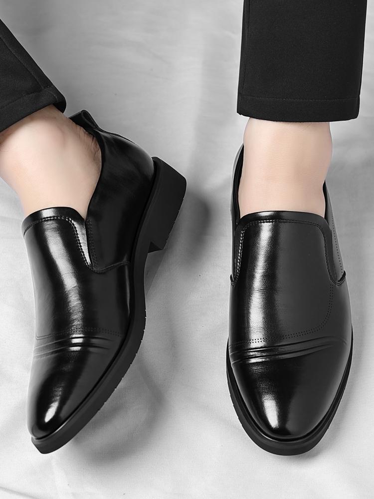 Men’s Classic Faux Leather Slip-On Ankle Dress Loafers - Business Formal Office Footwear with Rubber Sole, Wedge Design, Father’s Day Gift Option, US 10.5 (CN 45, 27.5cm Length)