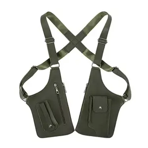 Vintage Sling Crossbody Vest Bag for Men & Women, Lightweight Multi-Purpose Outdoor Bag with Zipper Pocket, Adjustable Strap, Black/Brown, Ideal for Hiking, Cycling, Running, Perfect Gift