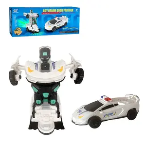 【Boys' Favorite】Cool Transforming Police Car Toy, 3+ Years, with Sound & Lights, Impact Resistant, Holiday/Birthday Surprise, New Year Gift, Requires 3xAAA Batteries (Not Included)