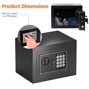 0.23/0.44 Cubic Feet Compact Money Safe Mini Digital Keypad Security Box with Password Keys Black for Coin Jewelry Office Hotel