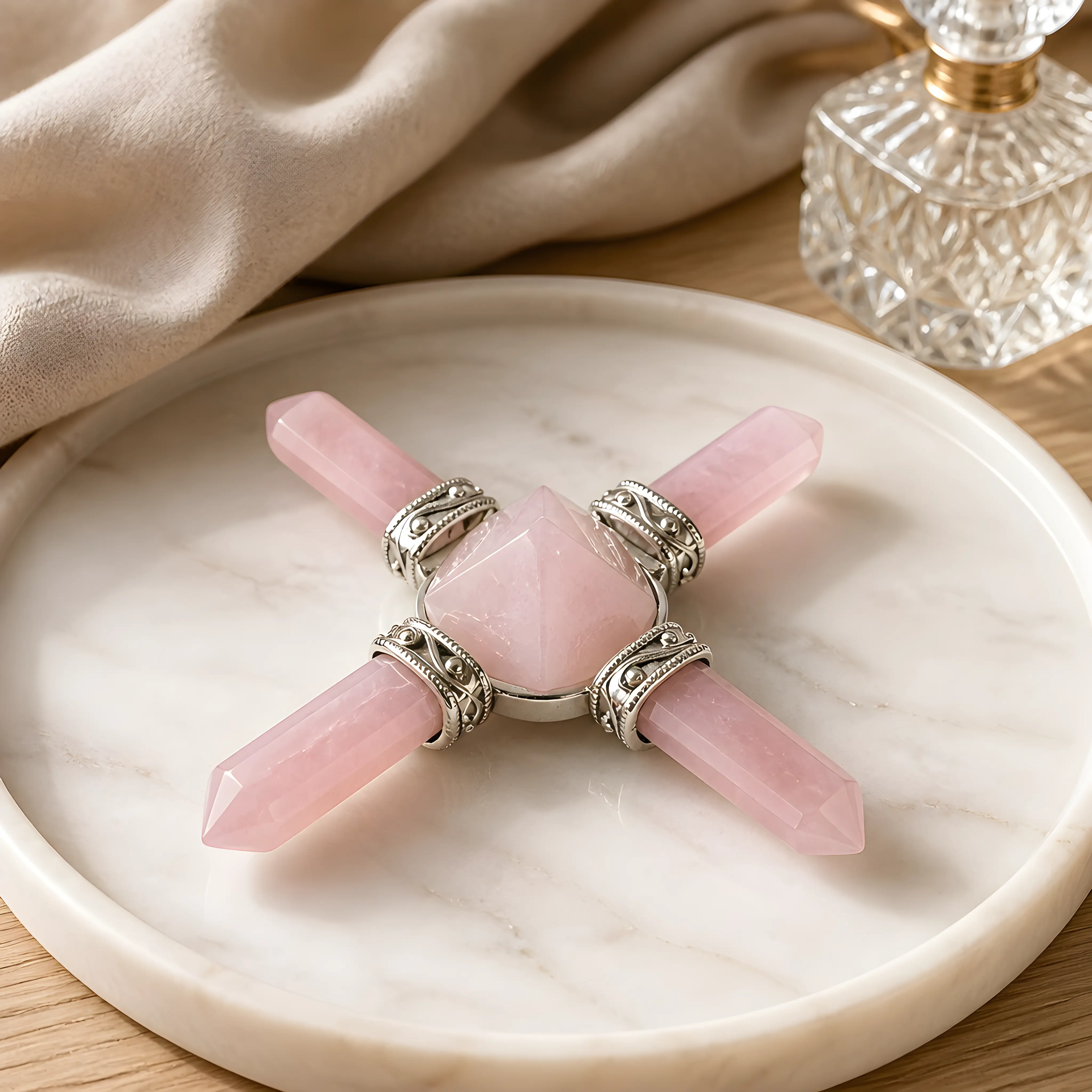 Rose Quartz 4-Point Crystal Energy Generator