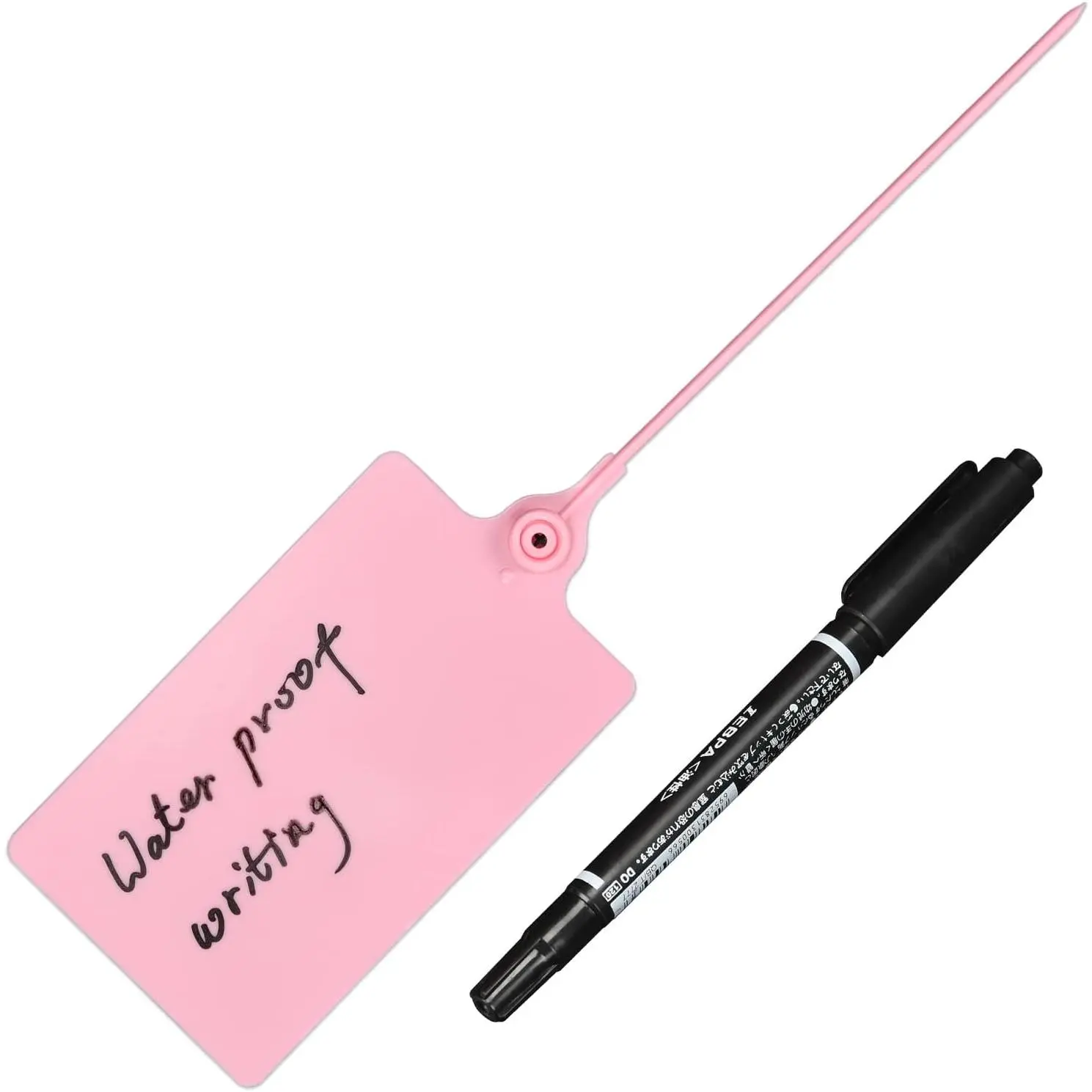 100 Plastic Tags Shipping Tags Water Proof Tags for Labeling Shipping Labels  Seals Writable Marker Ties Hanging Tags Storage Tag with One Marker Pen (Pink)