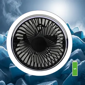 Small Fan, High Power Silent Desk Fan Portable USB Fan 3000mAh Rechargeable  , 3 Speed 5.3in with Night Light/Hook,180?Rotated Easy Clean (Black)