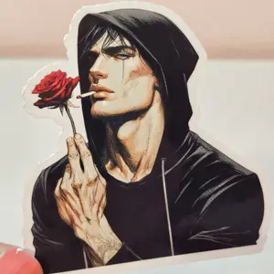 Red Rose Man Stickers - Waterproof Glitter or Glossy Stickers L3N