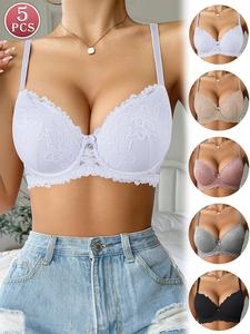 Ecomilky Women's Sexy Lace Push-Up Bra Multi-Pack - Underwire Elegant Lingerie, Hand Wash Only, Suitable for Daily & Special Occasions, All-Seasons Wear, Bras For Women, Push Up Bras For Women