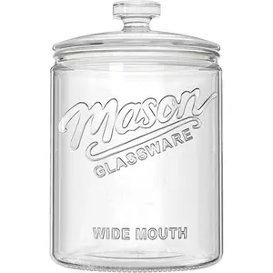 1 Gallon with Lid Airtight, Large Wide Mouth Sourdough Starter Jar for Baked Goods - Container for Pantry Organizer, Laundry Room, Flour, Dog Treats, Meal Prep