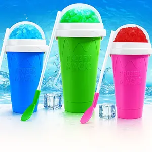 SLUSHY CUPS -SLUSHIE MAKER FOR ANY DRINK COMES WITH SPOON, LID, CLEANING BRUSH (ALL AGES) Kitchen Silicone Utensils Kids Straw Mug