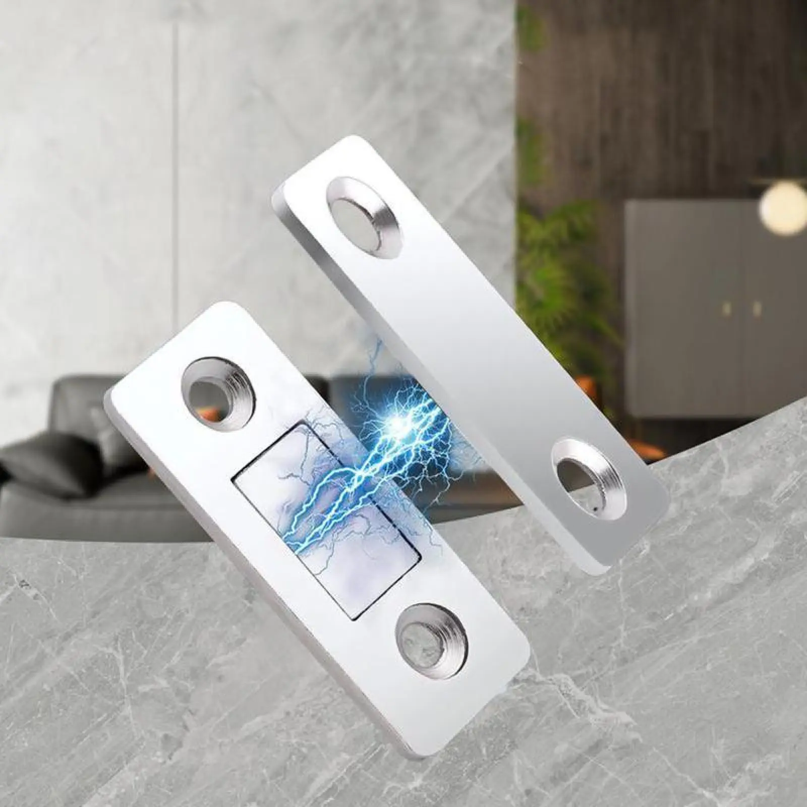 Cabinet Magnetic Catch without Punching, 3-Step Stick-On Install, No Tools Needed, Works on Wooden, Glass & Metal Doors, Magnetic Latch, Furniture Catch, DIY Hardware.