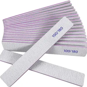 5/10/20/25pcs Nail Files, 100/180 Grit Emery Boards Nail File for Natural Nails and Acrylic Nails, Double Sided Smooth Emory Boards limas para unas acrilicas Profesional Fingernail Filer Reusable Manicure Gray
