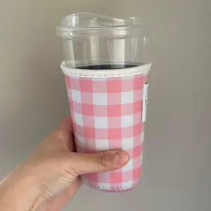 Pink Gingham Drink Sleeve