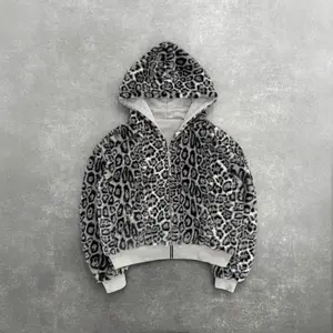 2025 New Autumn/Winter Reversible Retro Leopard Print Zip-Up Hoodie, Loose Fit