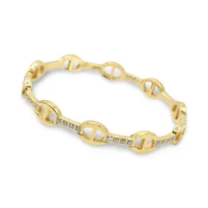 Scarlett Bangle - Elegant Stainless Steel & Zirconia Vacuum Gold Plated Bangle