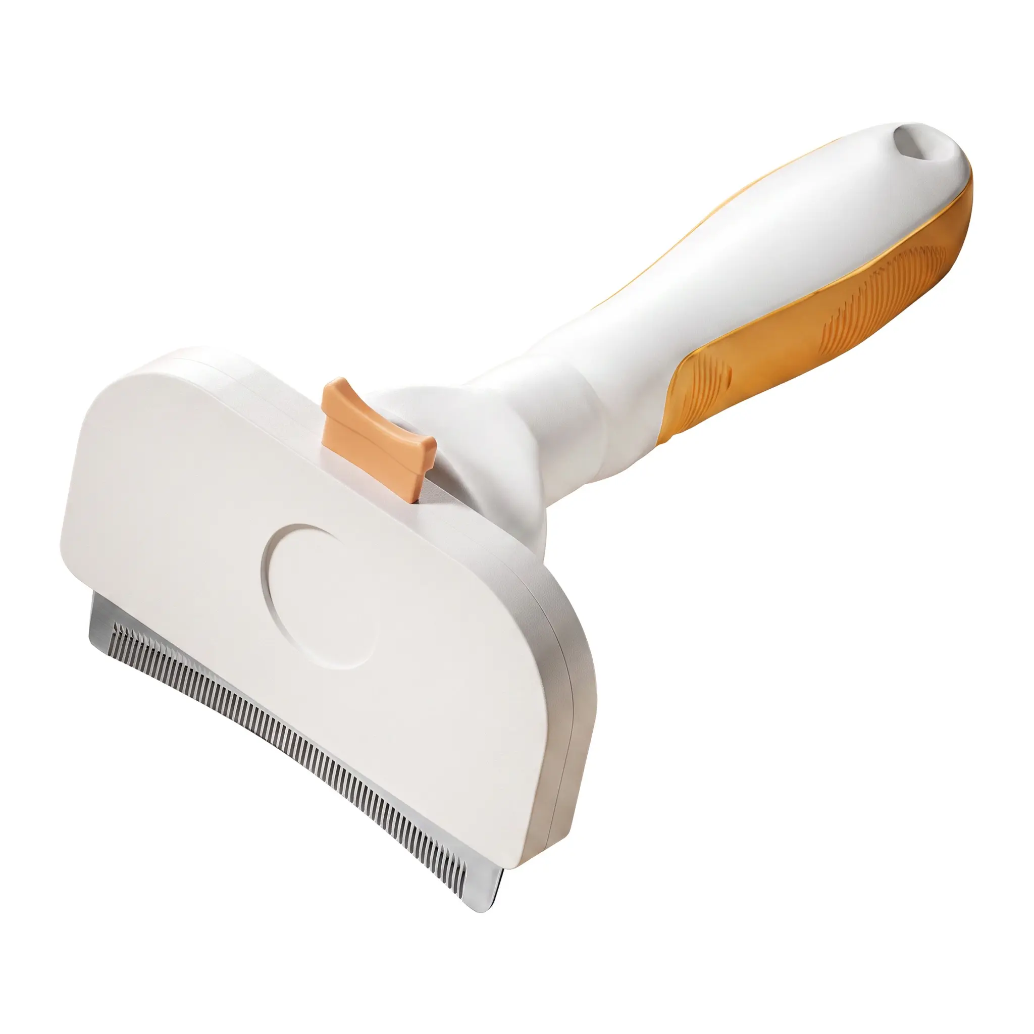 Pet Deshedding Brush - 1-Click Self-Cleaning, Stainless Steel Undercoat Grooming Comb, Anti-Slip Handle Floating Hair Removal Tool for Dogs and Cats