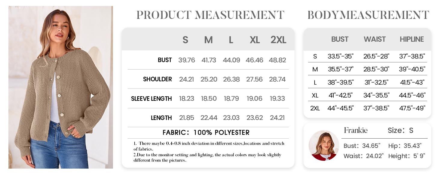 BTFBM Women's Chunky Knit Fall Cardigan Winter Long Sleeve Button Down Soft Loose Cropped Sweater Outwear