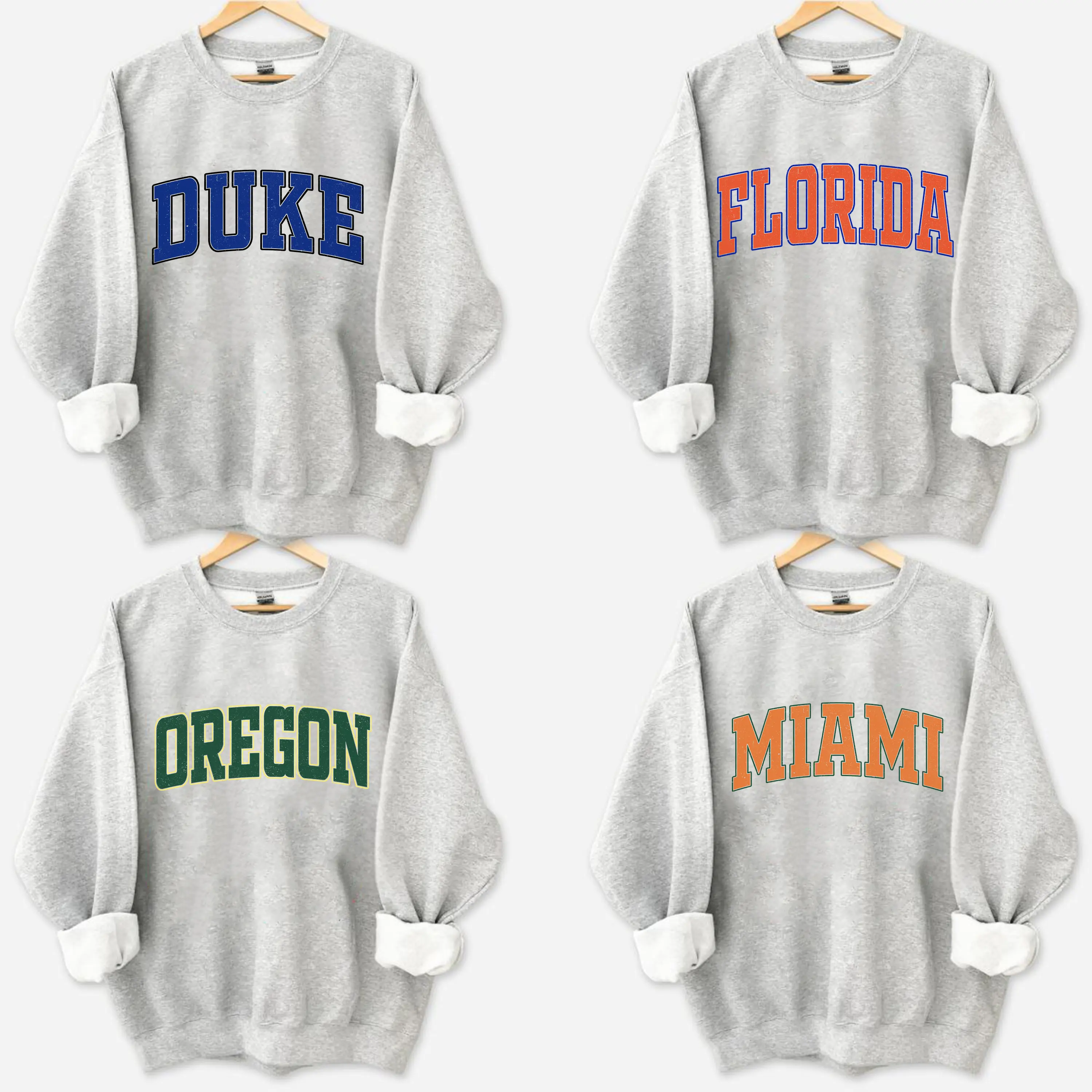 Vintage College Sweatshirt – Ash Grey, Custom Your Team, Game Day Outfit, College University Shirt, Back To School, Retro Varsity Style, Gift for Men and Women
