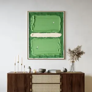 Tennis Wall Art ‘Rothcourt’ – Sage Green Textured Painting, Minimalist Athlete Decor