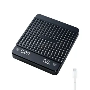 Coffee Scale with Timer, 3kg/0.1g Ultra-Precision Smart Scale, Rechargeable Digital Espresso Scale for Espresso/Pour-Over Coffee/Matcha, Portable Digital Kitchen Scale for Coffee Lovers, Black