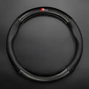 Universal Car Steering Wheel Cover, Carbon Fiber Leather, Anti-Slip, Fashionable, Fits Audi Models A4 A6 A7 A8 Q2 B7 B8 B9 A3 A5