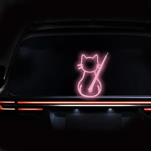 High-Intensity Reflective Cute Cat Pattern Rear Window Wiper Sticker, Waterproof Vinyl Cartoon Cat Windshield Decal  for SUV, Animal Car Decoration Funny Cat Moving Tail Waving Wiper Sticker