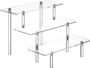 Clear Acrylic Perfume Display Stand Organizer, 3 Tier Cupcake Stand Risers for Food, Tabletop Use, Amiibo Funko POP Figures Gift Racks Shelf Mother