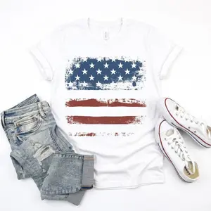 Vintage American Flag Shirt, Patriotic USA Shirt Women, Distressed Flag Tee, 4th of July Shirt, Red White Blue Tee, Independence Day Outfit, USA Graphic T-Shirt